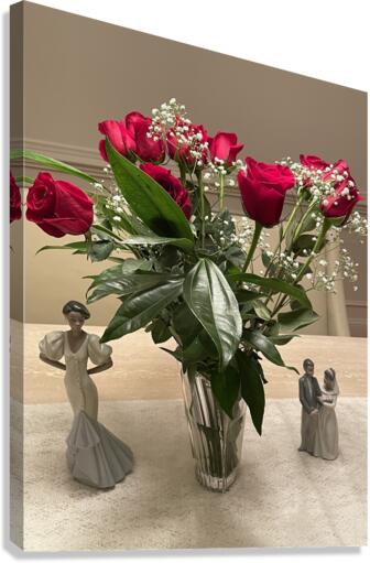 Dinner Table Roses Canvas Print