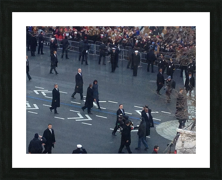 Barack & Michelle Obama Inaguration Walk 2013 - 3 Picture Frame print