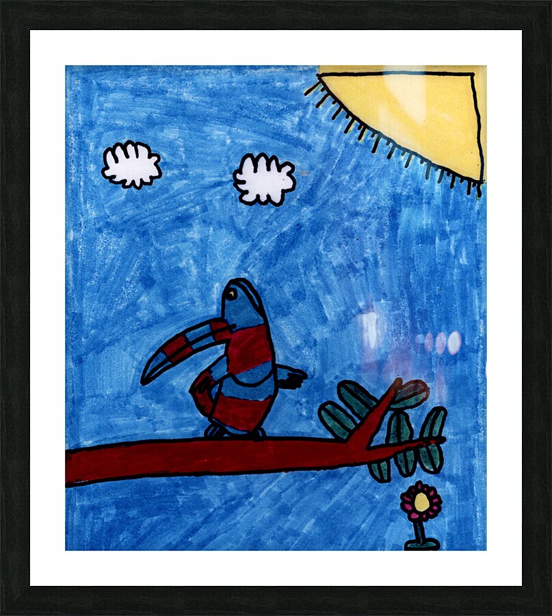 Birdie In Blue Picture Frame print